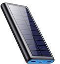 Solar Charger Power Bank 26800mah, 2 USB Output Fast Phone Portable Charger Power Bank Solar Battery Bank Pack External Backup Pack Cell Phone for iPhone, Samsung Galaxy Android, iPad Tablet