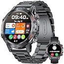 Military Smart Watch for Men,100 Sports Modes Smart Watches with Bluetooth Call (Answer/Dial Calls), 5ATM Waterproof Rugged Tactical Fitness Tracker 1.39''HD Smart Watch for iOS/Android Black