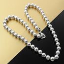 Women's 925 Sterling Silver 10mm Hollow Balls Beads 20" Chain Necklace