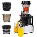 LafingKiz Slow Masticating Juicer Maker Machines with Big Wide 82mm Slot 1000ml Juice Cup for Fruits Vegetables with Three Strainers Including Smoothie Sorbet Strainer, BPA Free,Silver