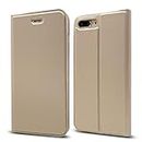 Cavor for iPhone 7 Plus, iPhone 8 Plus Case (5.5"),PU Leather Cover Folio Flip Slim Ultra Thin Wallet Magnetic Case Stand Card Slot Holder with Kickstand Phone Cover Case- Champagne Gold