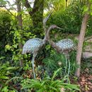 Cranes Set 2 Metal Birds Verdi Garden Display Décor Statue Sculpture