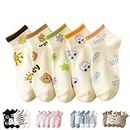 SWEET CABOODLES Women's and Girls Cotton Ankle Length Socks Summer Cute Fashion Multi-Design Unisex Socks - Free Size, Pack of 5 (Cream)