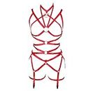 Women's Body Harness Bra Full Elastic Belt Adjustable Elastic Punk Dance Carnival Gothic Suit Clothing Accessories (Red)