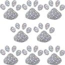 Crystal Car Decoration Stickers Bling Rhinestone Paw Decals White Crystal Car Stickers Bling Dog Paw Print Car Stickers for Car Bumper Window Laptops Decoration (8 Sets)