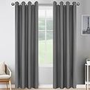 JIVINER 2 Panel Set Linen Blackout Curtains for Bedroom Living Room Darkening Curtains Grommet Thermal Insulated 84 inch Window Drapes Panels (Dark Gray, W52 X L84,2 Panels)