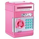 GuDoQi Password Piggy Bank, Digital Electronic Money Bank, Mini ATM Cash Coin Saving Can Toys, Birthday for Kids, Pink