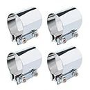 4pcs 2inch 2.5inch Butt Joint Exhaust Band Clamp Stainless Steel Exhaust Clamp Sleeve (2 Inch)