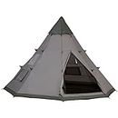 Outsunny 6 Men Tipi Tent, Camping Tent, Teepee Family Tent with Mesh Windows, Sewn-in Tent Floor, Two Doors and Carry Bag, Easy Set Up, for Hiking Picnics Outdoor Night, Gray