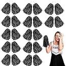 Lovecheer 24PCS Black Cheerleading Pom Poms Plastic Cheerleader Pom Poms with Handle Cheering for Sports Spirited Dance Party Performance