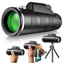 40X60 Monocular Telescope, HD High Power Bak4 Prism Waterproof Pocket Compact Monocular Scope with Smartphone Adapter Tripod for Adults Birdwatching Hunting Hiking Camping Sightseeing
