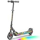 FanttikRide C9 Pro Electric Scooter for Kids Ages 8+, Colorful Rainbow Lights, 5/8/10MPH, 5 Miles Range, LED Display, Adjustable Height, Foldable, Gifts for Boys and Girls up to 132 lbs