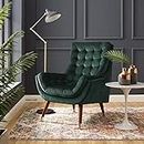 Aisha CRAfT House Luxury Velvet Lounge Chair in Golden Tips Legs Design (Green)