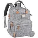 Diaper Bag Backpack, RUVALINO Large Multifunction Travel Back Pack Maternity Baby Nappy Changing Bags, Large Capacity, Waterproof and Stylish, Gray