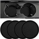 ZSDY Car Cup Coaster, 4PCS Universal Auto Non-Slip Cup Holder Embedded in Ornaments Silicone Coaster, Car Interior Accessories Mat, Black