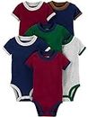 Simple Joys by Carter's Boys' 6-Pack Short-Sleeve Bodysuit, Burgundy/Green/Navy, 3-6 Months