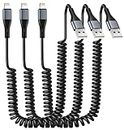 Coiled Lightnings Cable 6FT, Charger Cord for Car, 3Pack 6Foot USB to L Charging Cable for iPhone 14/13/12/11/Pro Max/Mini/XS/XR/X/8/7/6S/Plus, iPad/iPod/Carplay