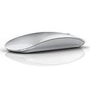 Uiosmuph Ratón Inalámbrico Bluetooth, Silencioso Wireless Mouse, 3 Modos (Bluetooth 5.1/5.1+2.4G) Ratón Ergonómico para Portátil, MacBook, PC, Windows, Android, iPad (Plata)