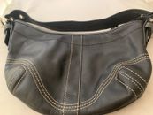 Women Small Black Leather Coach Handbag with Strap BRAND NEW