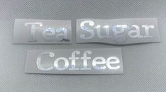 SILBER CHROM Tee Kaffee Zucker Vinyl Aufkleber Etiketten Gläser Küche Speisekammer #02