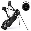 Tangkula Golf Stand Bag, Lightweight Organized Sunday Bag Easy Carry Shoulder Bag with 4 Way Dividers and 4 Pockets, Black
