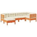 vidaXL Solid Pine Wood Garden Sofa Set - Modular Patio Furniture with Cushions, Slatted Design, Outdoor/Indoor Living Room, Backyard or Terrace