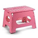 Handy Laundry Folding Step Stool - The Lightweight Step Stool is Sturdy Enough to Support Adults and Safe Enough for Kids. Opens Easy with One Flip. Great for Kitchen, Bathroom or Bedroom. (Pink)