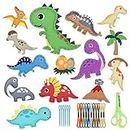 Felt Sewing Craft Kit for Kids, 14 Pieces Dinosaur Craft Sew Set with Plush Felt Materials, Learn to Sew DIY Art Fun Educational Creative Toys, Ornaments Gift for Beginner Children, Boys and Girls