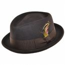 Excelente calidad hecho a mano 100% lana diamante corona pastel de cerdo sombrero en marrón 4 tallas