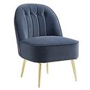 VASAGLE, Metal Framed Armchair, Synthetic Leather with Stitching, Mid-Century Modern EKHO Collection-Accent Chair, Dark Blue ULAC017Q01