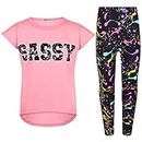 A2Z 4 Kids Girls Top Kids Sassy Print Trendy T Shirt Tops & Legging - Sassy Set 334 Baby Pink._11-12