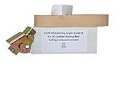 Knife Sharpening Angle Guide and 1" x 30" Leather Honing Belt with Compound