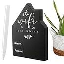 WiFi Password Sign, Wooden WiFi Table Sign Board with Erasable Pen for Guests, WiFi Password Sign for Home and Business Centerpieces Decoration (5x3.7inch, Black)