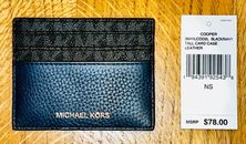 Michael Kors MK Card Holder Genuine Black Blue Wallet Purse Logo RRP $78 NEW TAG