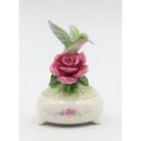 House of Hampton® Downtown Shimmering Hummingbird Music Box Porcelain/Ceramic in Green/Pink | 5 H x 3.62 W x 3.62 D in | Wayfair