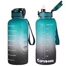 GIFUBOWA 2l Half Gallon Water Bottle with Motivational Time Marker & Straw, 2 liter Leak proof BPA Free Fitness Sports 64oz Water Jug