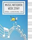 Music Notebook - Wide Staff: Music Writing Notebook For Kids | Blank Sheet Music Notebook | Wide Staff Blank Manuscript Paper | 6 Staves Per Page | ... | Staff Paper Notebook | 8"x10" | 125 Pages