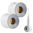 Electronic Round Toothbrush Holder Wall Mounted 2 Pack Toothbrush Grip for Bathroom, Automatic Brushing for Kids Adults with Adhesive - Shower Space-Saving, Storage Organiser Caddy, Decor (Grey/White)