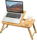 Bamboo Folding Laptop Stand Adjustable Angle Bed Breakfast Tray Table Macbook PC