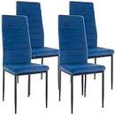 Blisswood Set of 4 Dining Chair, High Back Padded Kitchen Chairs With Metal Legs & Non-slip Foot pads, Velvet Dining Room Chairs For Dining Living Room Lounge Restaurant (Blue, 39 x 41 x 98cm