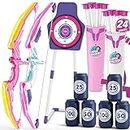 HYES 2 Pack Bow and Arrow for Kids, LED Light Up Archery Set with 24 Suction Cup Arrows, 1 Standing Target, 6 Score Targets & 2 Quiver, Indoor Outdoor Sport Gifts for Girls Ages 4-12