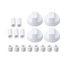 4pcs Universal Plastic Burner Oven Range Control Knobs with 12 Adapters Parts Replacement White