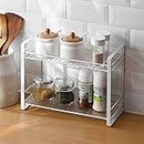 Craftland Wrought Iron Countertop/Cabinet 2 Tier Kitchen Organiser/stand/Shelf/Holder/Utensils Rack for Spices Jars (White)