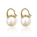 OwMell Elegant 925 Sterling Silver Shell Pearl Drop Earrings Dangle Stud Earrings for Women Large Size 12mm