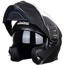 JIEKAI New Enhanced Version Adult Motorcycle Modular Full Face Helmet Flip up Dual Visor Helmets DOT Approved (Matte Black, M)