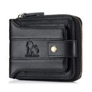 Men's Genuine Leather Wallet Zipper Around RFID Blocking Wallet Bifold Vintage