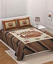 UniqChoice 210 TC Brown Color 100% Perimum Cotton King Size Bedsheet with 2 Pillow Cover 254x274 cm(SCBadmeri1604_Brown)
