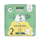 Muumi Baby Neonato Pannolini Ecologici,Taglia 2, 3-6 kg, 58 Pannolini Sensitive Premium, Pannolini Maxi Confezione