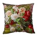 whooplaArt Elegant Velvet Floral Throw Pillow Cover Double Sides Handmake Flower Pillowcases Home Deocr (LC-826, 24X24)