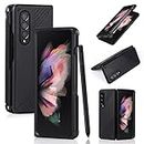 Cavor Designed for Samsung Galaxy Z Fold 3 Case with S Pen Holder,Full Body Protective Anti-Scratch Anti-Drop Wear-Resistant PC Material Hard Flip Cover- Black